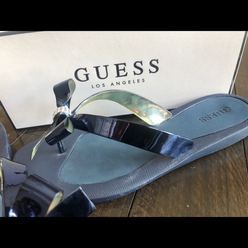 Guess navy blue tutu bow size 8 flip flops new